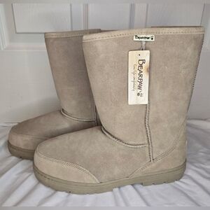NWT Bearpaw Men's Size 11 Boots Sheepskin Wool Lined Winter Snow Boots Tan Suede